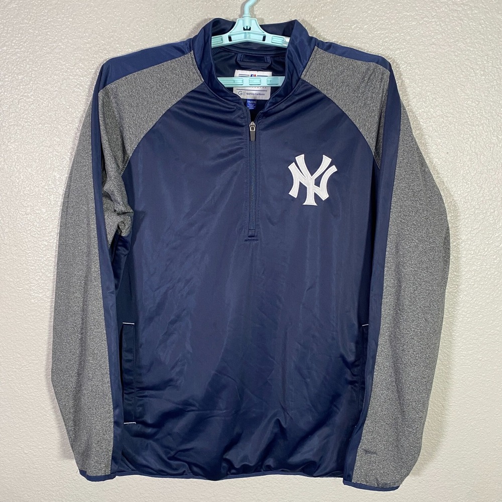 New York Yankees Pullover Mens 2XL Blue‎ 1/4 Zip Sweater Carl Banks MLB Baseball